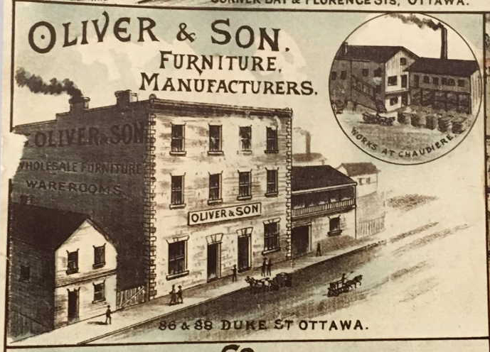 An 1890s illustration of their factory when it was on Duke Street. Credit Bird's Eye View of Ottawa from 1895.