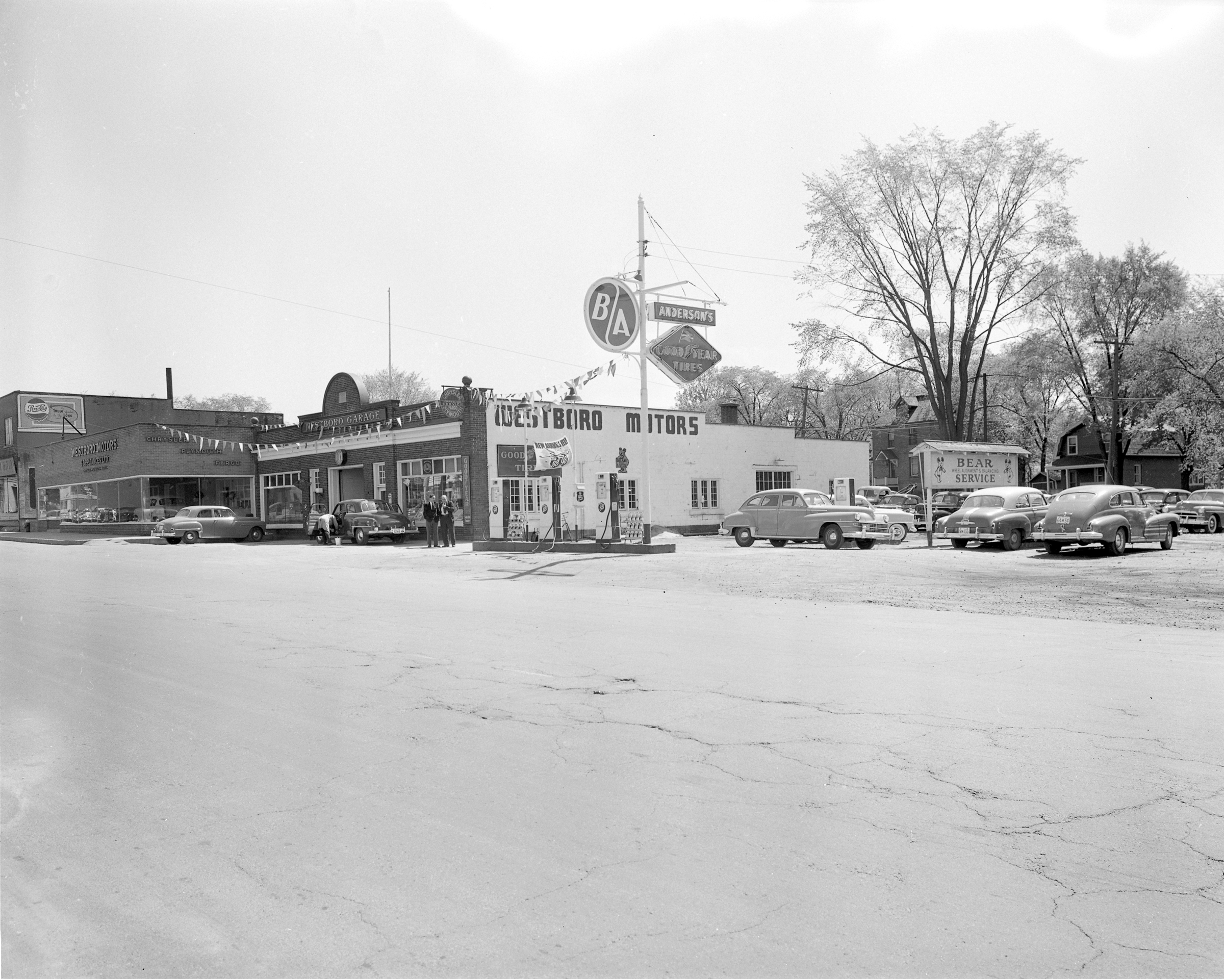 Old photo of Westboro Motors garage and addition.