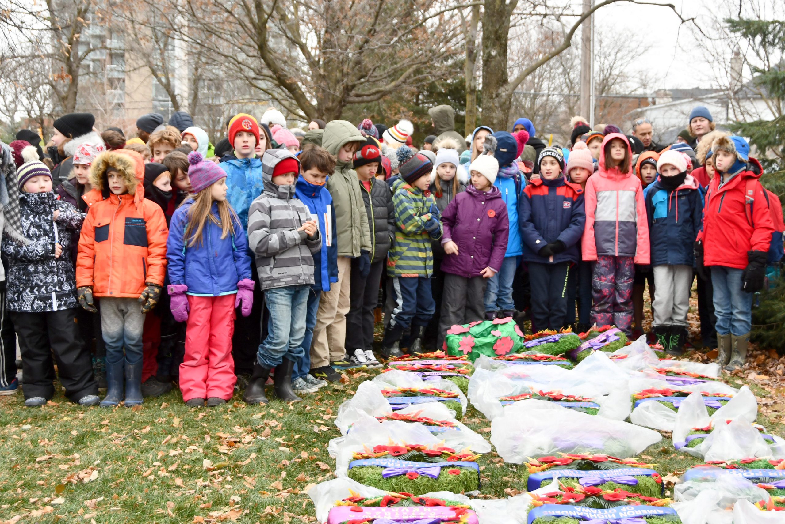 Students from the School of Rock program at Churchill Alternative School take a moment to pay their respects during this year's Remembrance Day ceremonies in Westboro. Photo courtesy Helen Flaherty, Westboro Legion