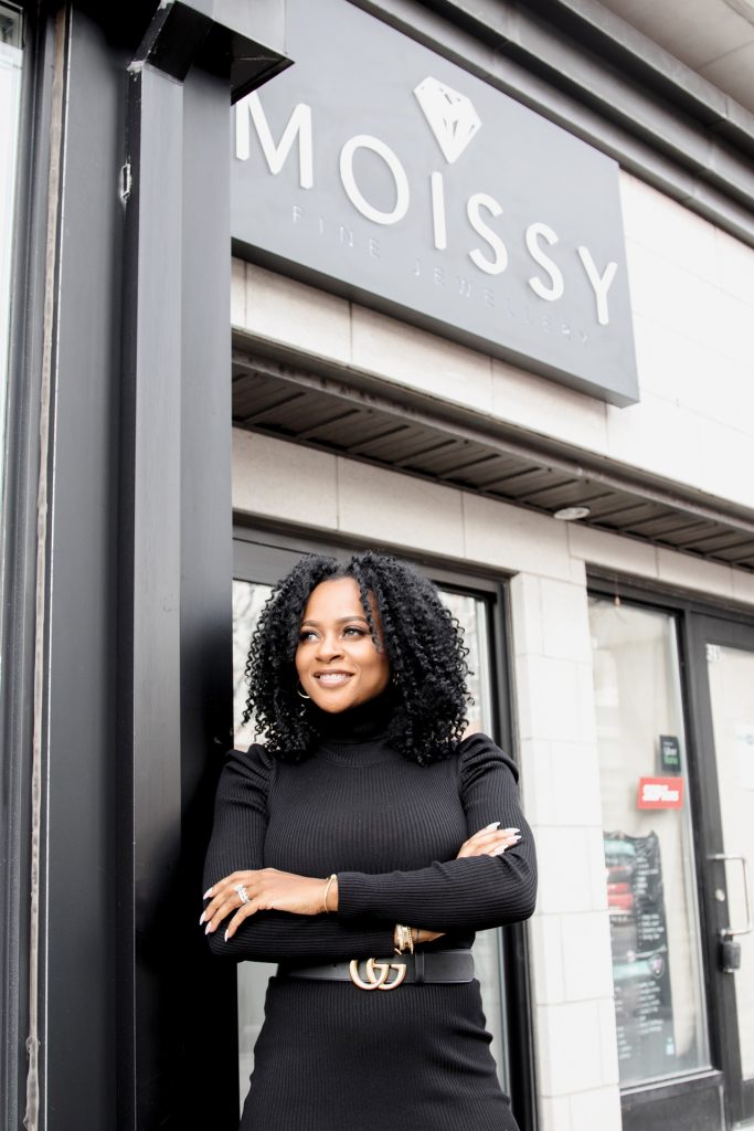 Colleen Montague stands outside of Westboro's Moissy Fine Jewellery store.