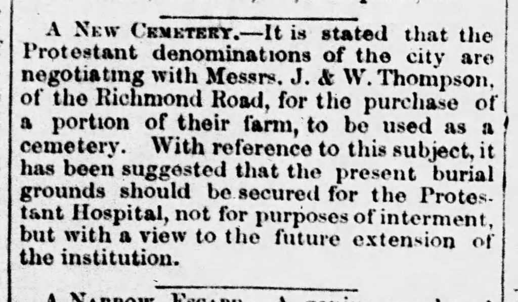 A black and white newspaper clipping discussing the debate about the placement of the Ottawa cemetery in the April 22 edition of the Ottawa Daily Citizen