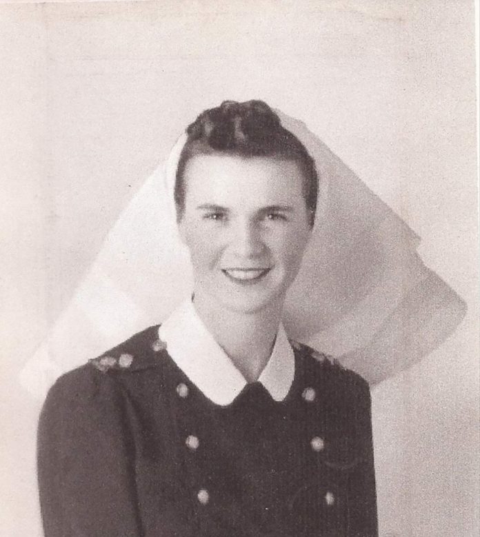 A photo of Ida Crocker in the Canadian military in WWII.|A photo of Ida Crocker sitting in a chair at her 99th birthday.