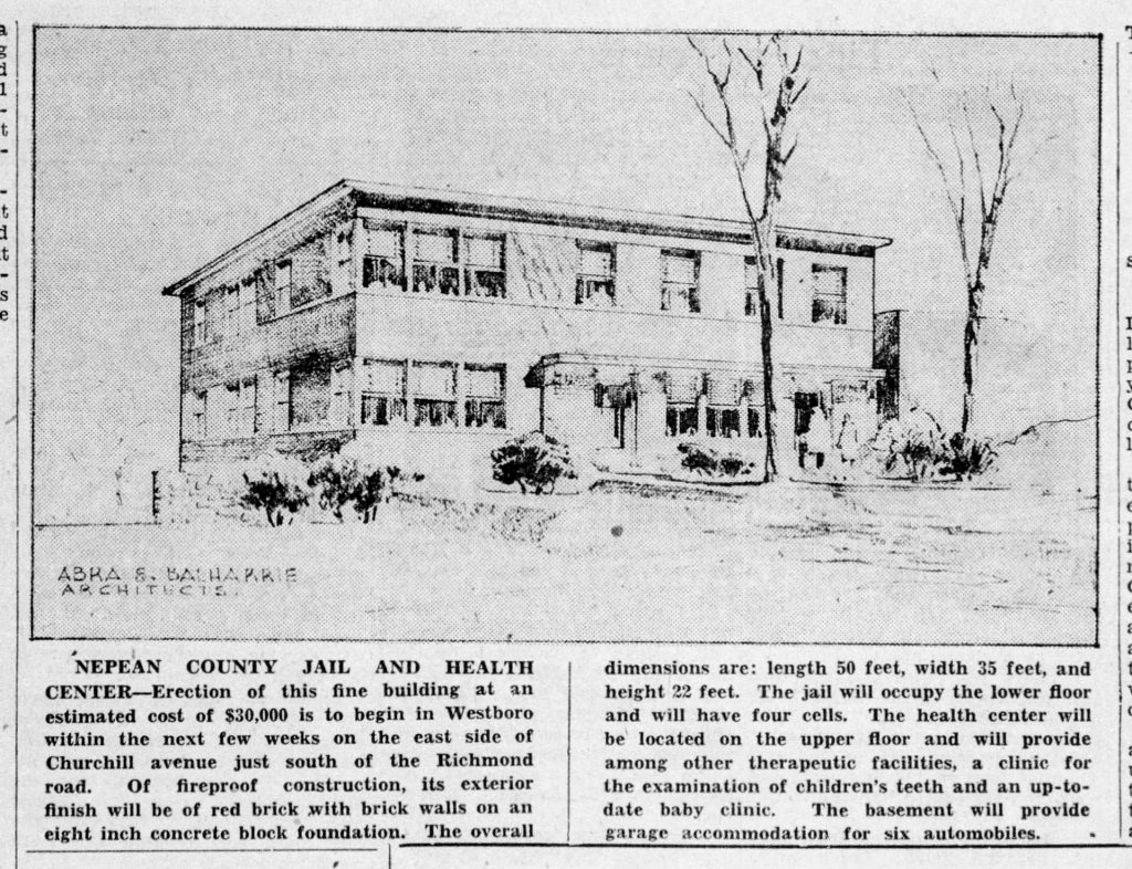 A photo of an Ottawa Citizen article from 1945 advertising the station and health centre.