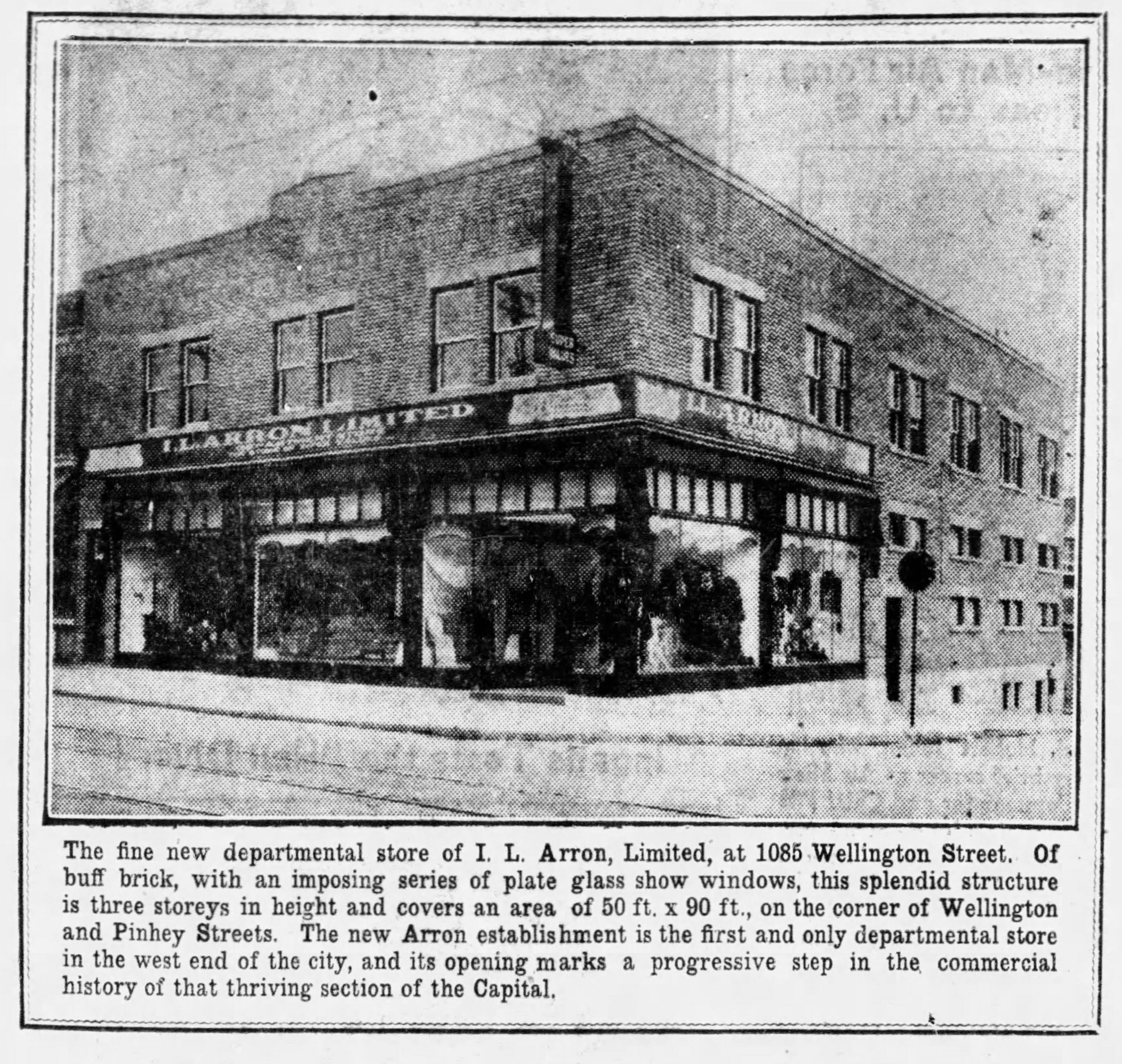 A black and white ad in the Ottawa Citizen from 1930 featuring I.L. Arron Ltd. department store.