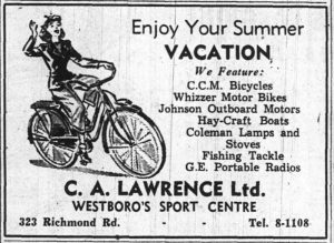 A newspaper ad for the Westboro Sports Centre that ran in 1948.