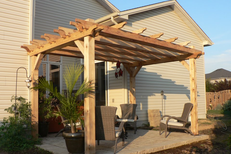 A sunny pergola is seen in Ottawa at sunset