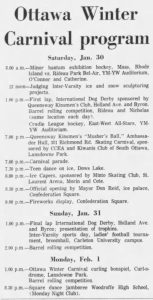 The program of the Ottawa Winter Carnival, published in The Ottawa Citizen on Saturday Jan. 30, 1965.