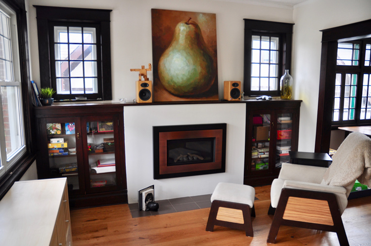 View of the living room from the front entrance. Photo by Andrea Tomkins