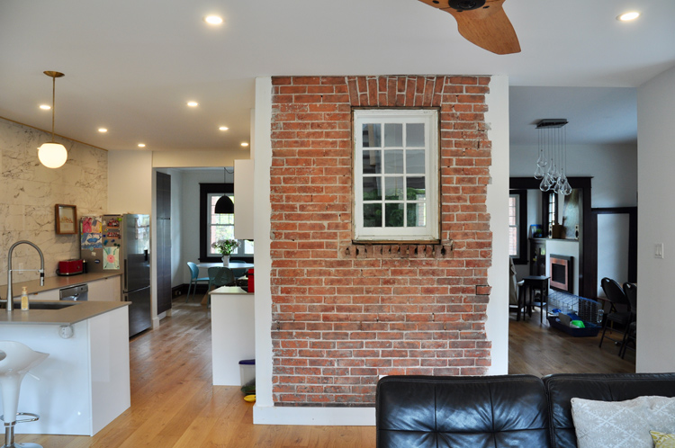 The family preserved some brickwork during their renovation. Photo by Andrea Tomkins