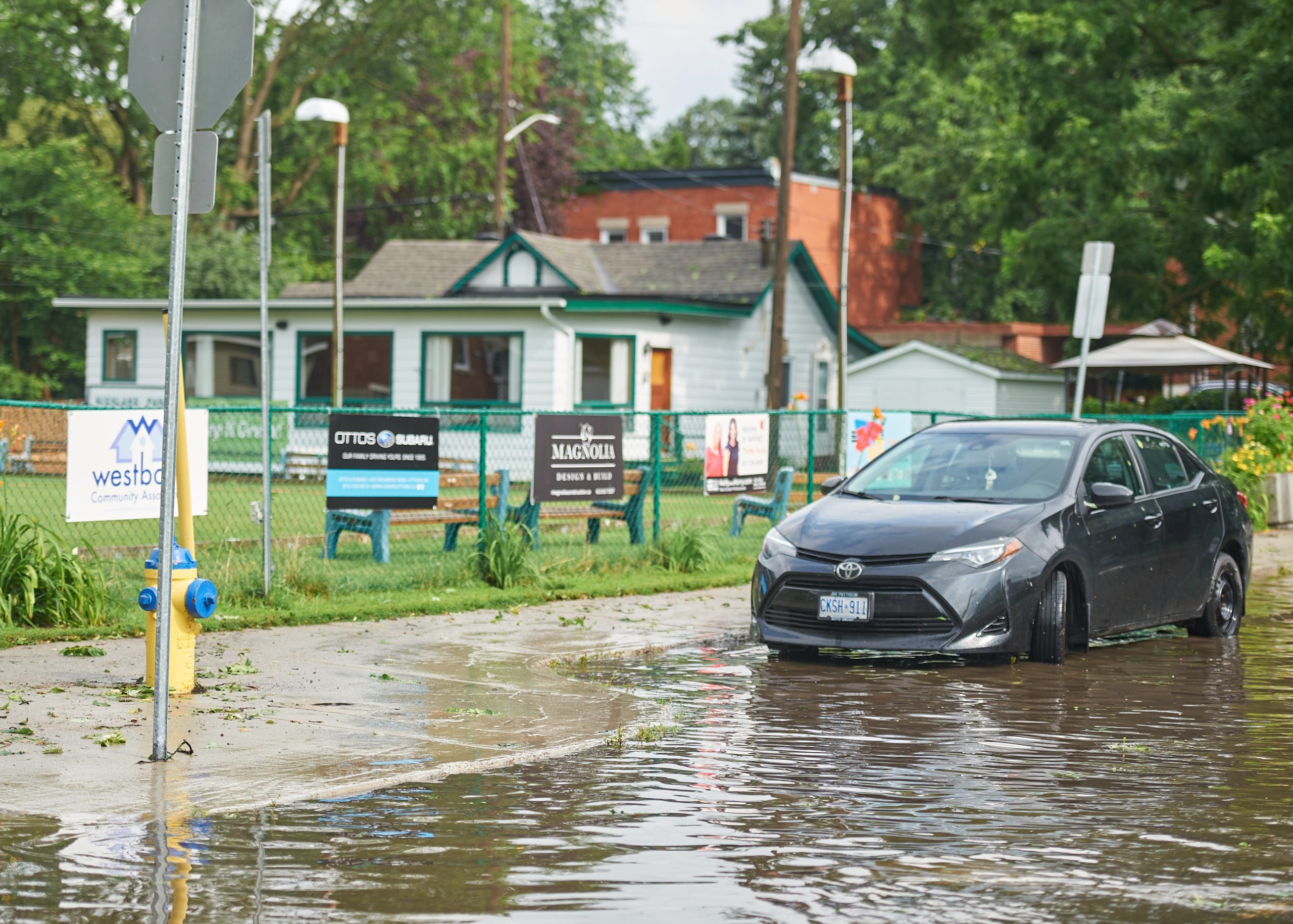 A flooded street in Kitchissippi