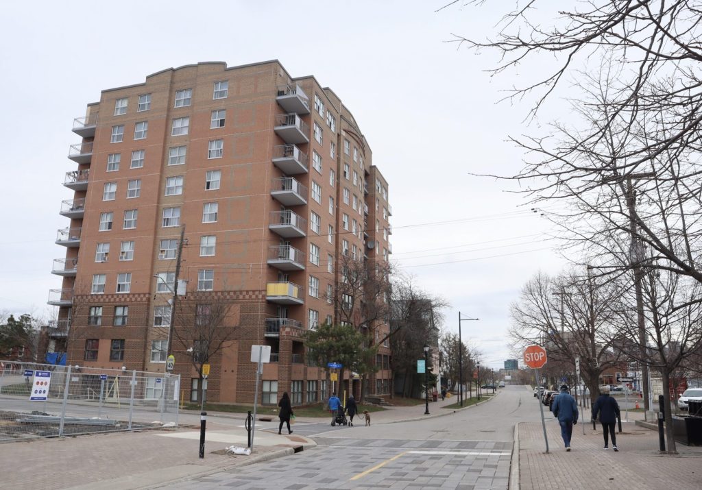 The exterior of Abdi’s Hilda street apartment on a dull day. 