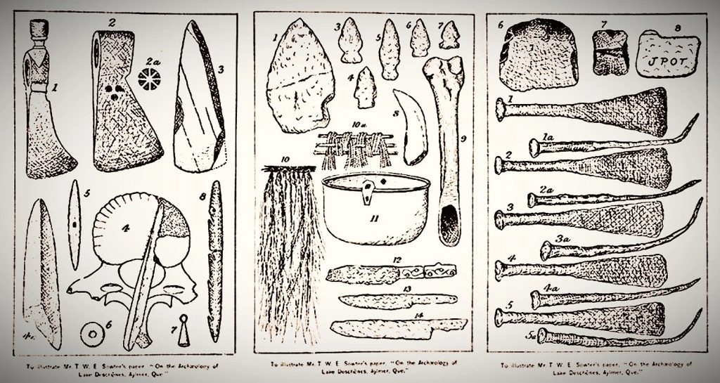 Three drawings showing the discoverers which were found. 