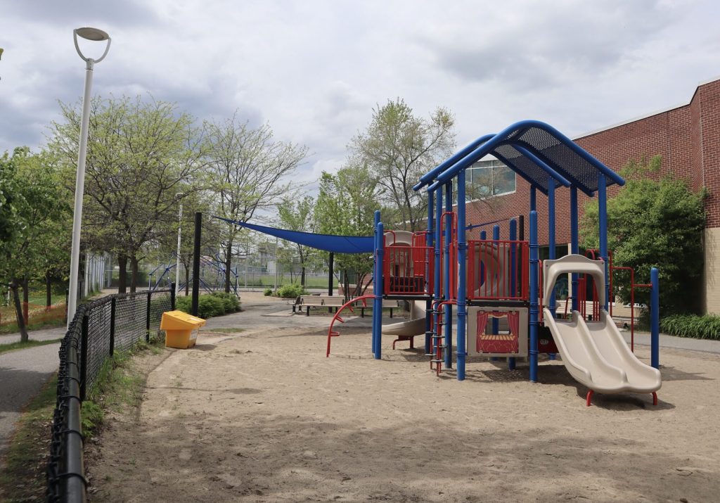 The outsode play structure outside the Plant Bath Recreation Centre.  