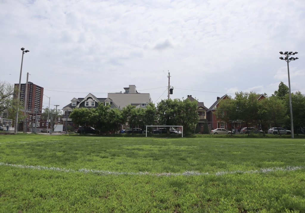 The sports field at Plouffe Park. 