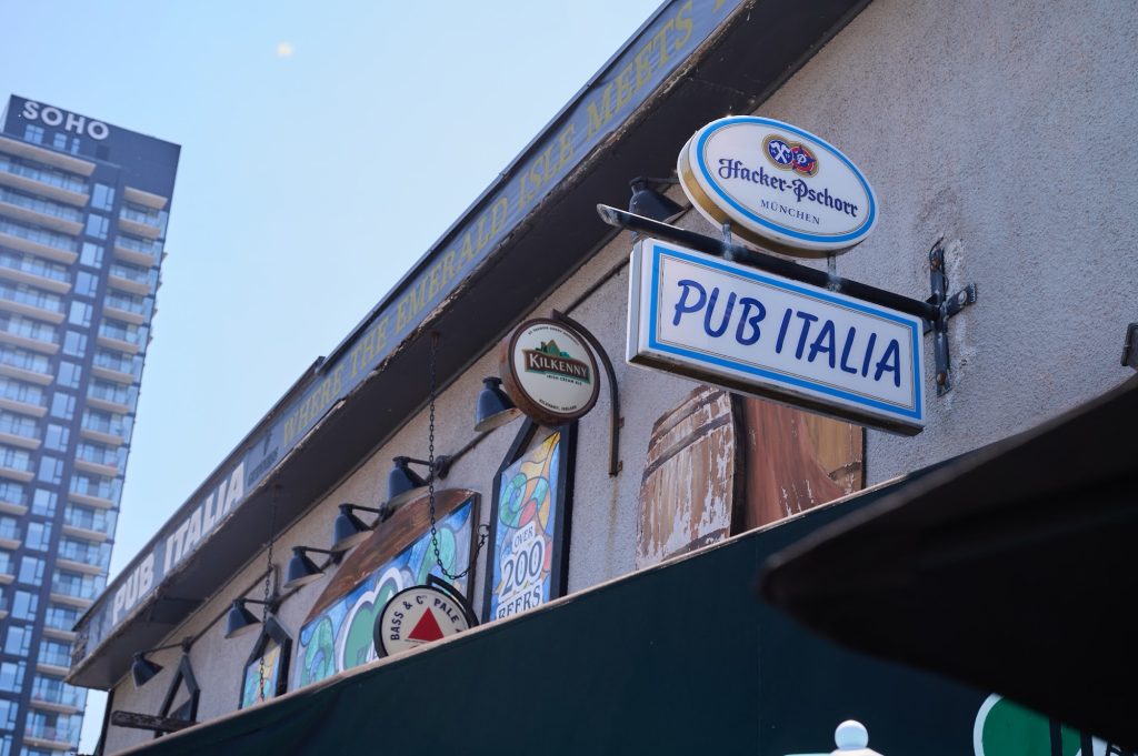 The exterior of pub Italia 