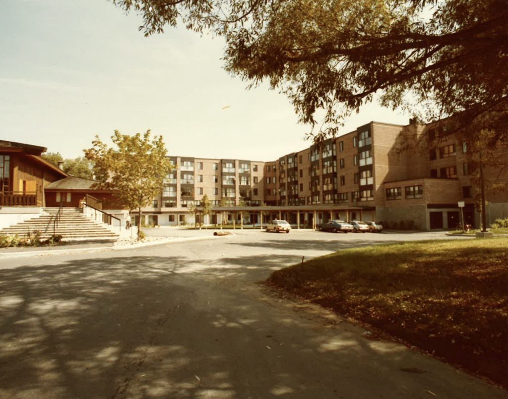 The exterior of the building seen in a photo from when it first opened. 