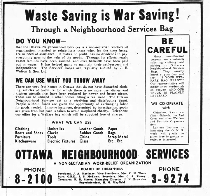 An old newspaper clipping urging people to donate unused items.