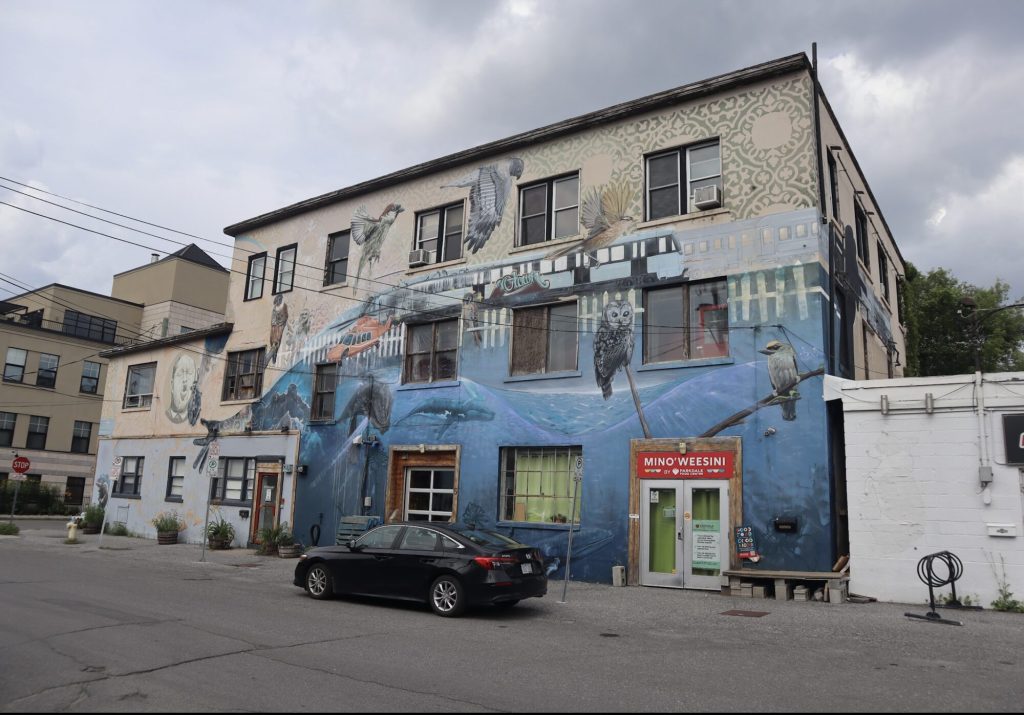 The colourful exterior of the building as seen today. 