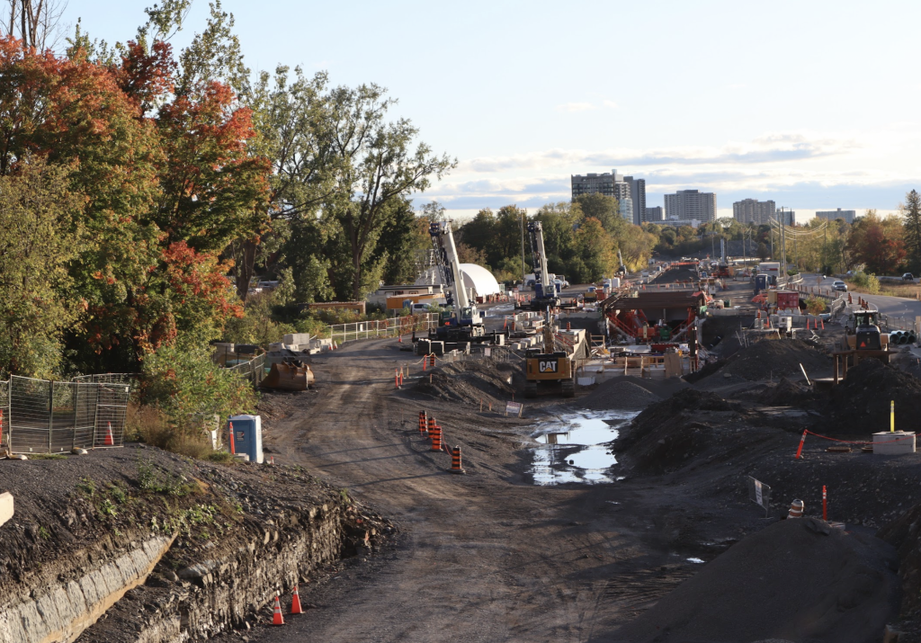 Construction material digs for LRT construction in Westboro. 