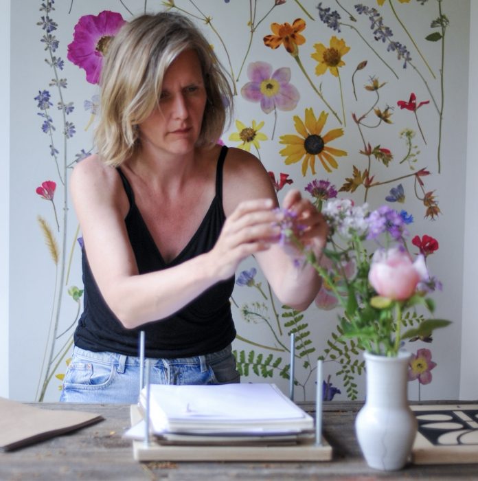 Kate Punnett made a floral print with greenery found around her Woodpark community. Provided Photo.