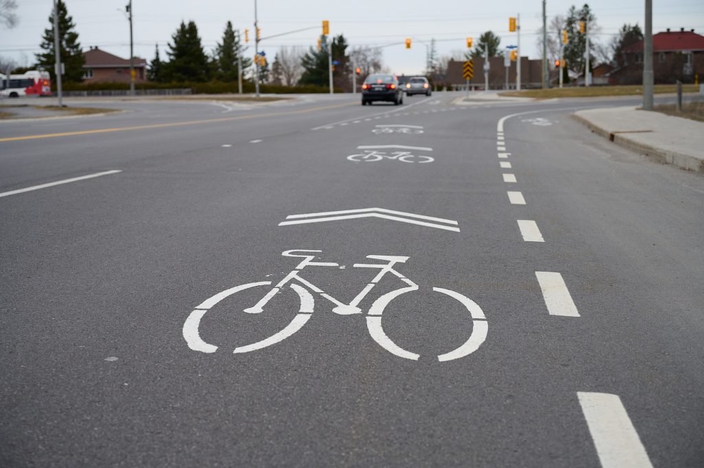 A bike lane on Carling. 