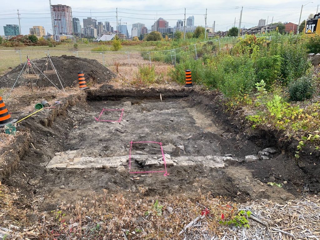 The foundation of an old building. 