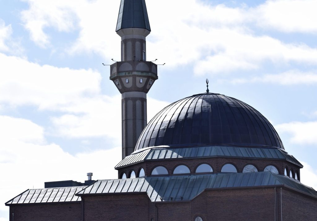 The exterior top portion of the mosque. 