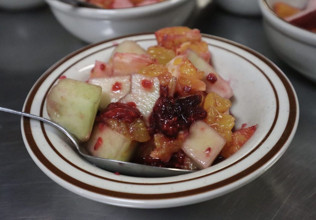 A bowl of fruit. 