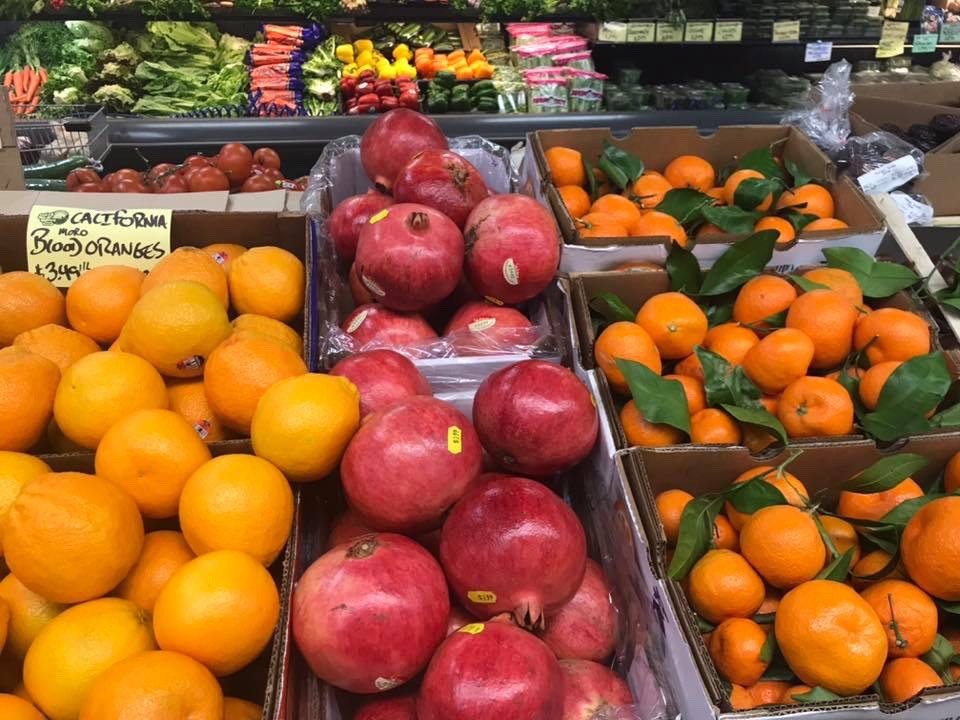 Fresh fruits on display. 