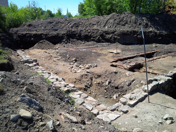 1883 roundhouse bays with St-Francois Church in distant background. Photo by Dave Allston