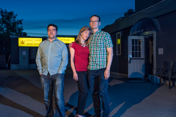 Autoerotic director Wayne Current; actor Linda Webster; and writer/actor Sterling Lynch. Photo by Ted Simpson.