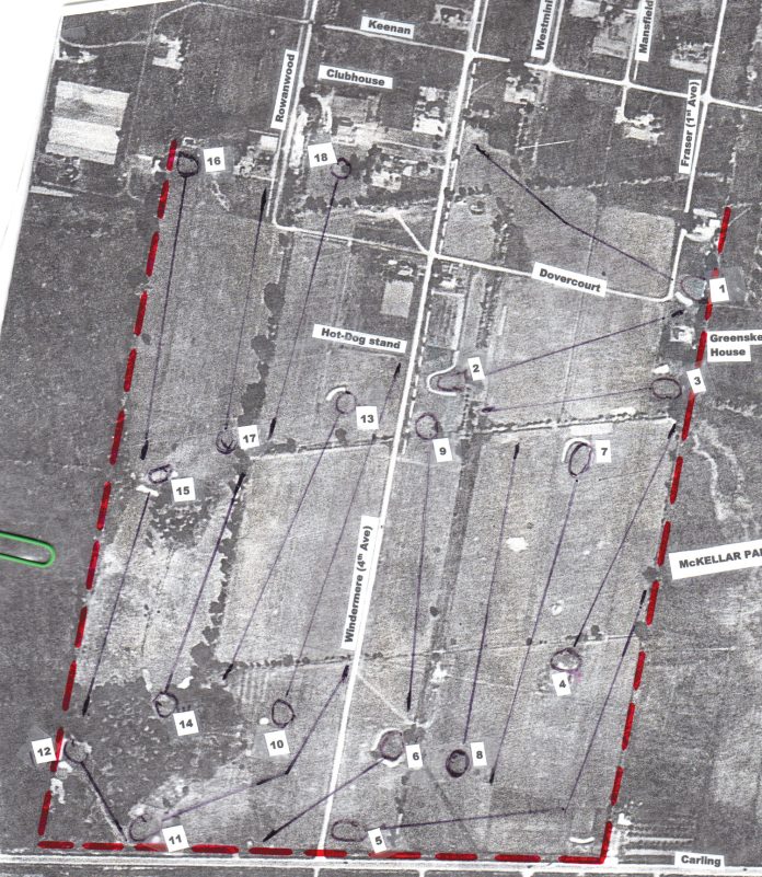 Click image to enlarge. This aerial photo of McKellar Park Golf Club shows the area it occupied in 1932. Carling Avenue