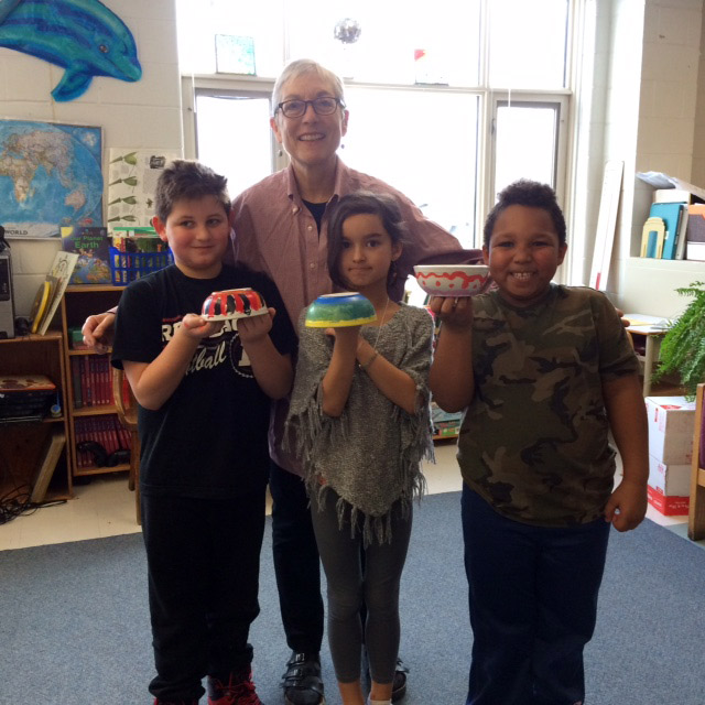 Artist Miriam Bloom with Connaught P.S. students. Photo by Julie McIsaac