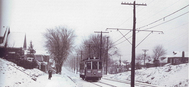 A view of the streetcar, just west of Granville Avenue