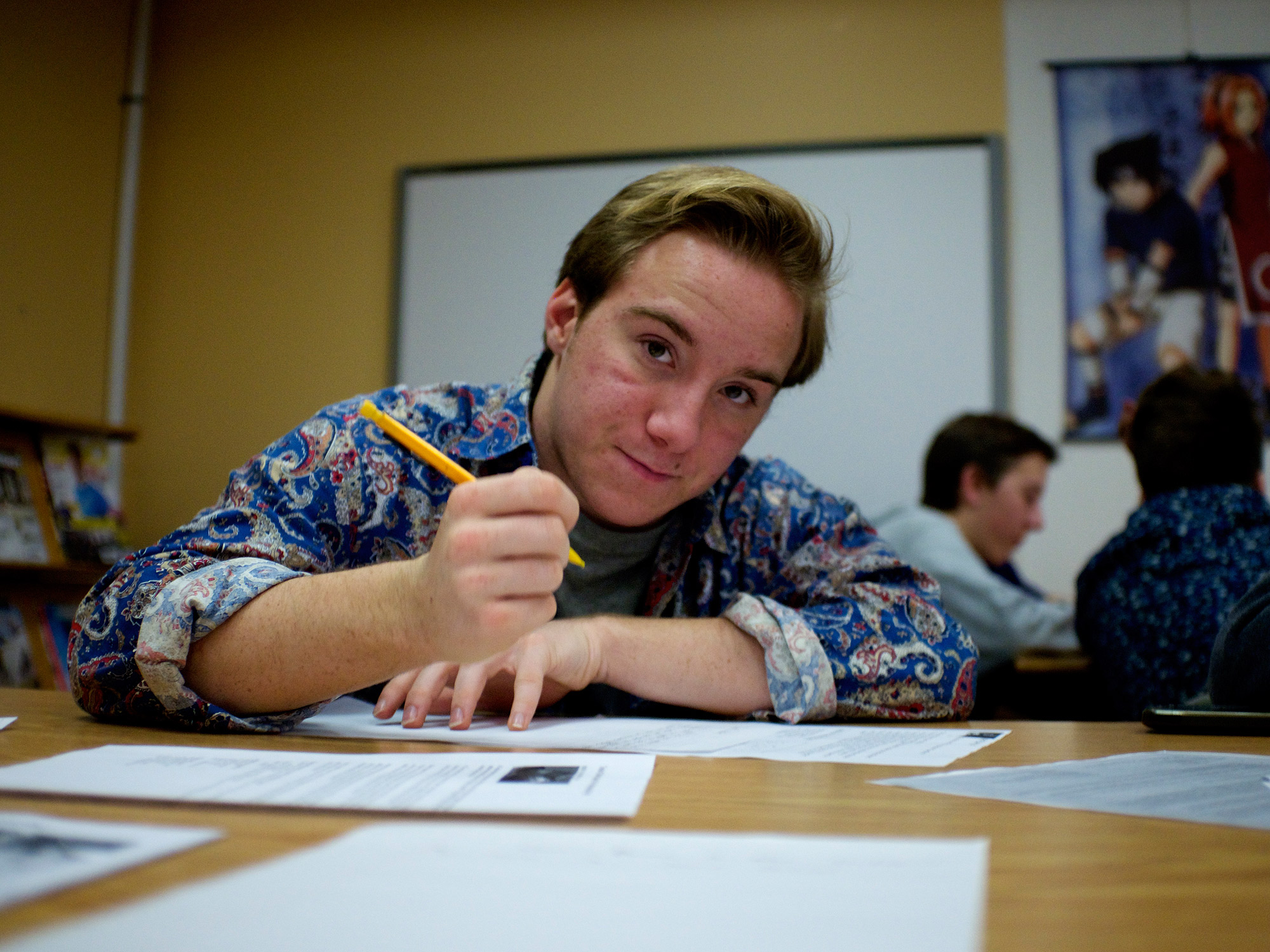 Nepean High School students put pen to paper for an Amnesty International letter-writing event. Photo by Zoe Krovac