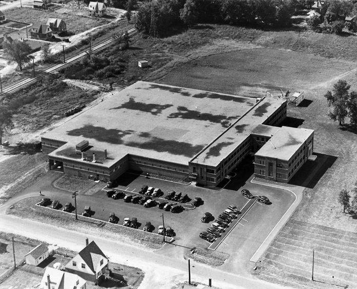 Click to view larger version of this aerial photo of the R.L. Crain Printing Plant.|