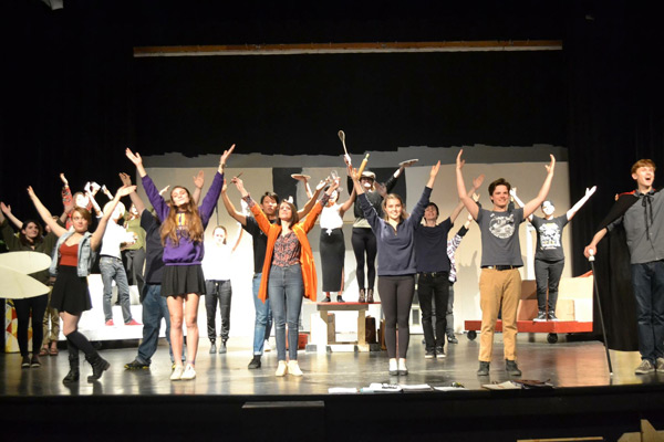 The full cast of The Drowsy Chaperone during rehearsals.