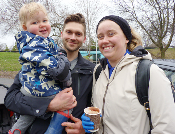 Dustin Patterson and Lorne Skelly with their son, Jack: “We’re early risers. We enjoy it. It’s good for [Jack], good for us. We spend a lot of time here in the summer. Every Friday evening we come down and listen to the band. We’re big supporters of the Riverkeeper. What they do is important. It’s part of our community.”