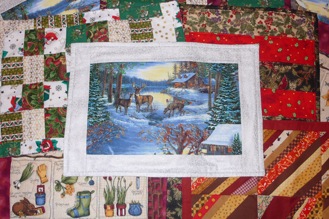 Photo of OVQG holiday placemats by Janice Henderson.