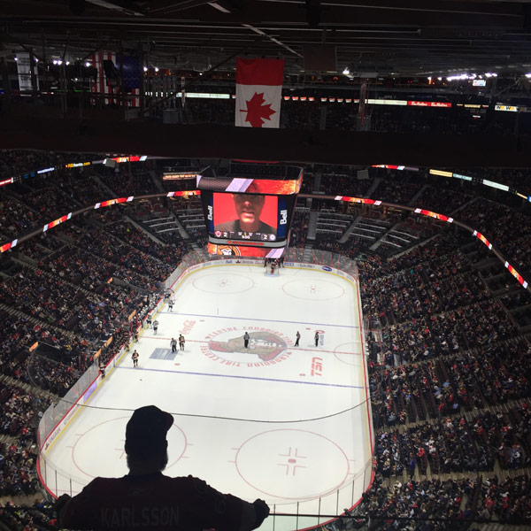 Peter Joynt pictured on the big screen at the Canadian Tire Centre. Photo by Sudhir Shukla