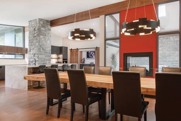 A large dining room in a modern home.